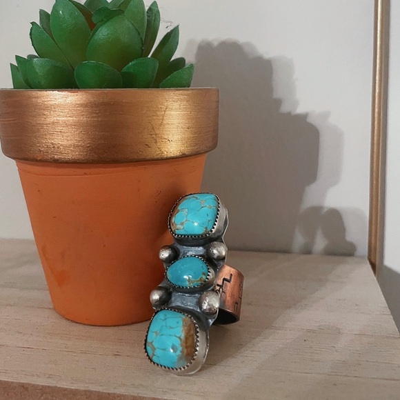 Genuine Turquoise & Sterling Silver Ring sz 8.5 - Picture 8 of 8